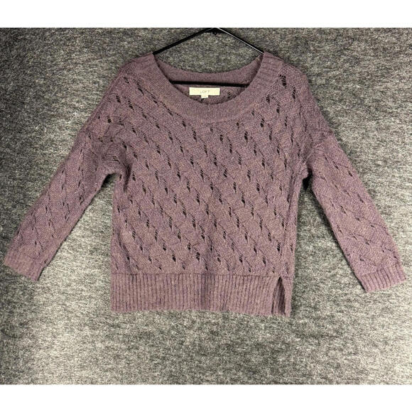 LOFT Sweaters - Loft Sweater Pullover Women S Small Purple Knit Long Sleeve Wool Round Neck